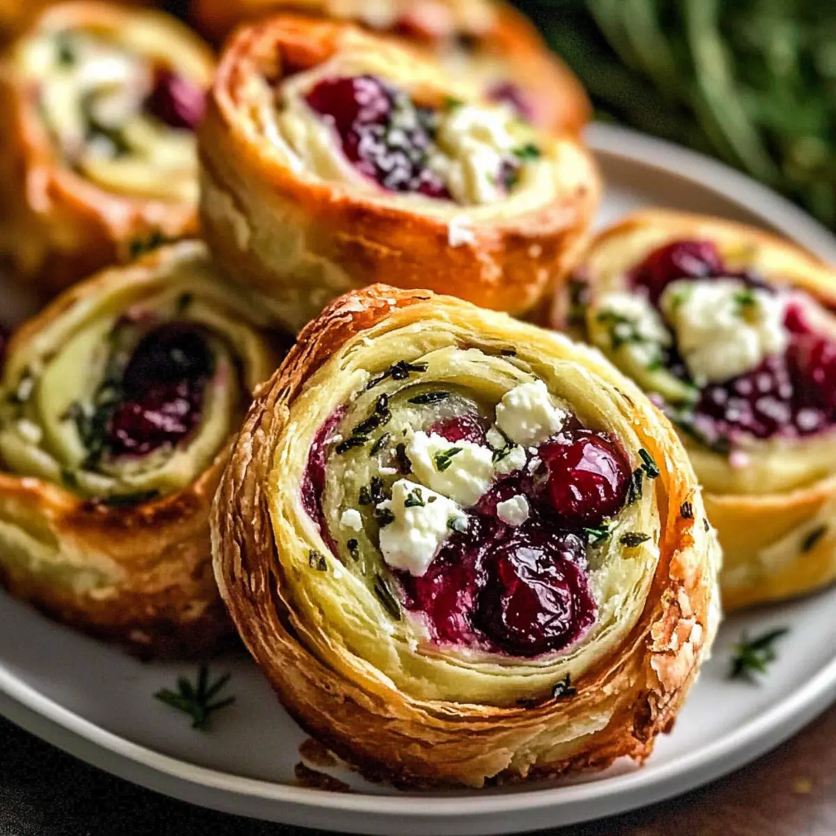 Cranberry Cream Cheese Pinwheels with Feta & Herbs