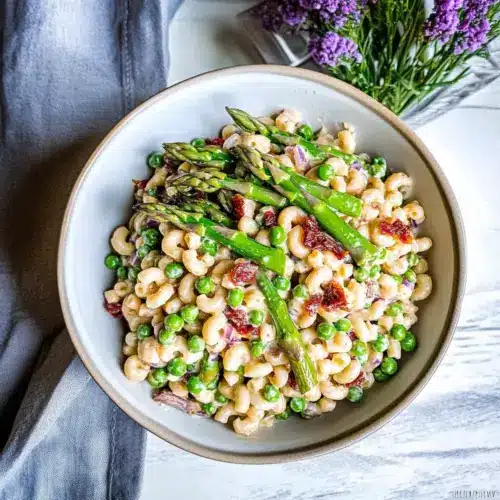Lemon-Dijon Asparagus and Pea Macaroni Salad