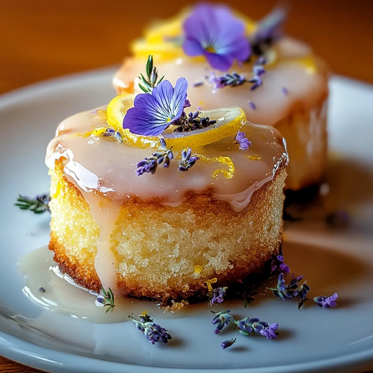Lemon Cakes with Lavender Glaze