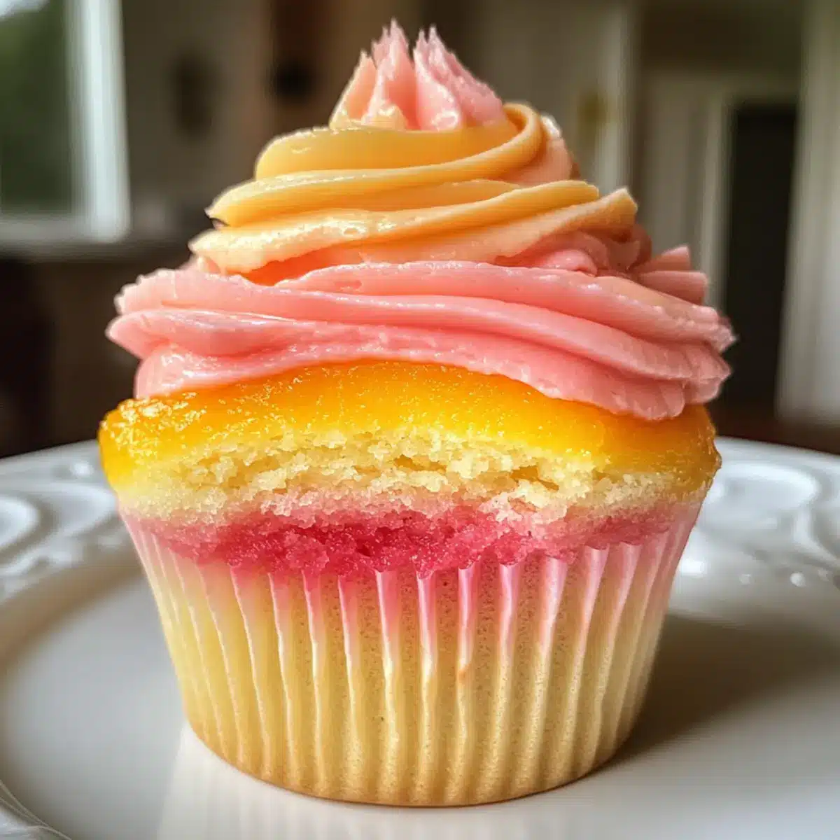 Mango Strawberry Sunset Cupcakes