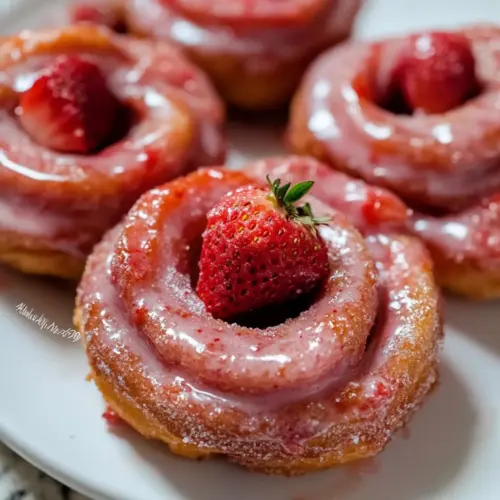 Strawberry Glazed French Crullers