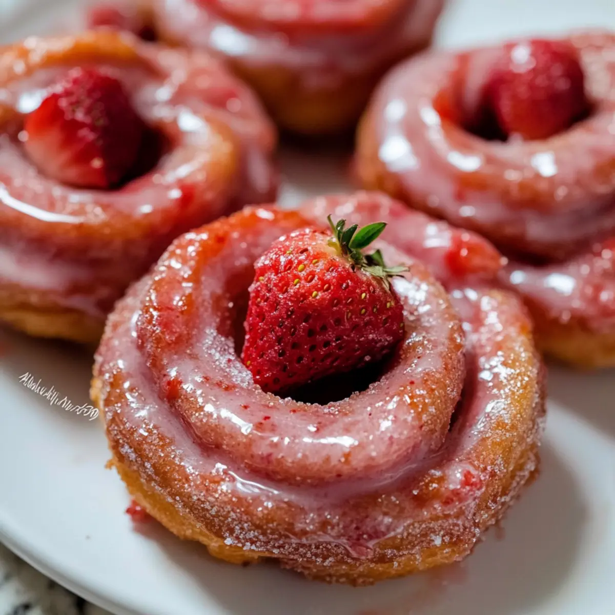 Strawberry Glazed French Crullers