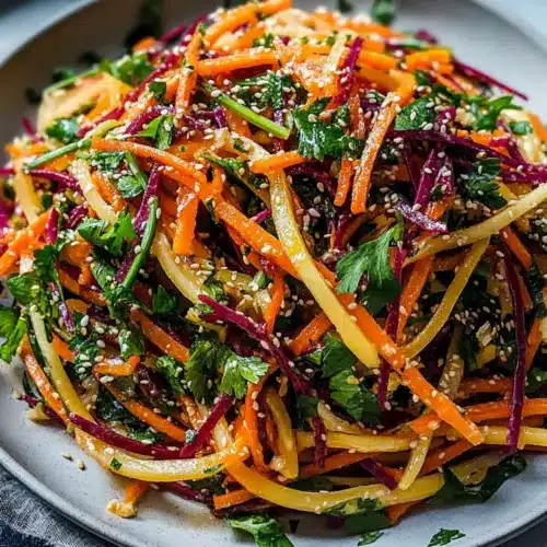 Shaved Rainbow Carrot Sesame Salad