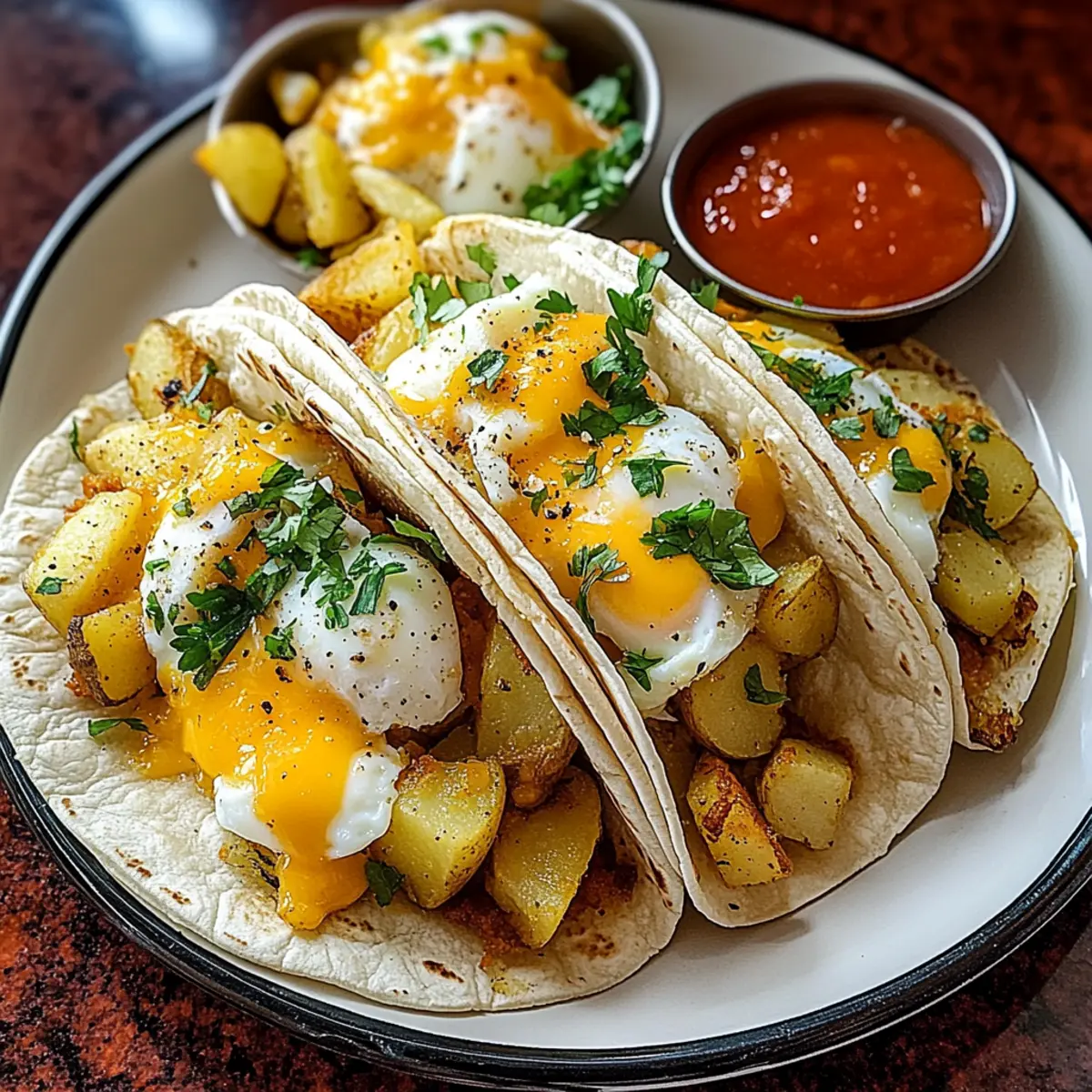 Potato, Egg, and Cheese Breakfast Tacos