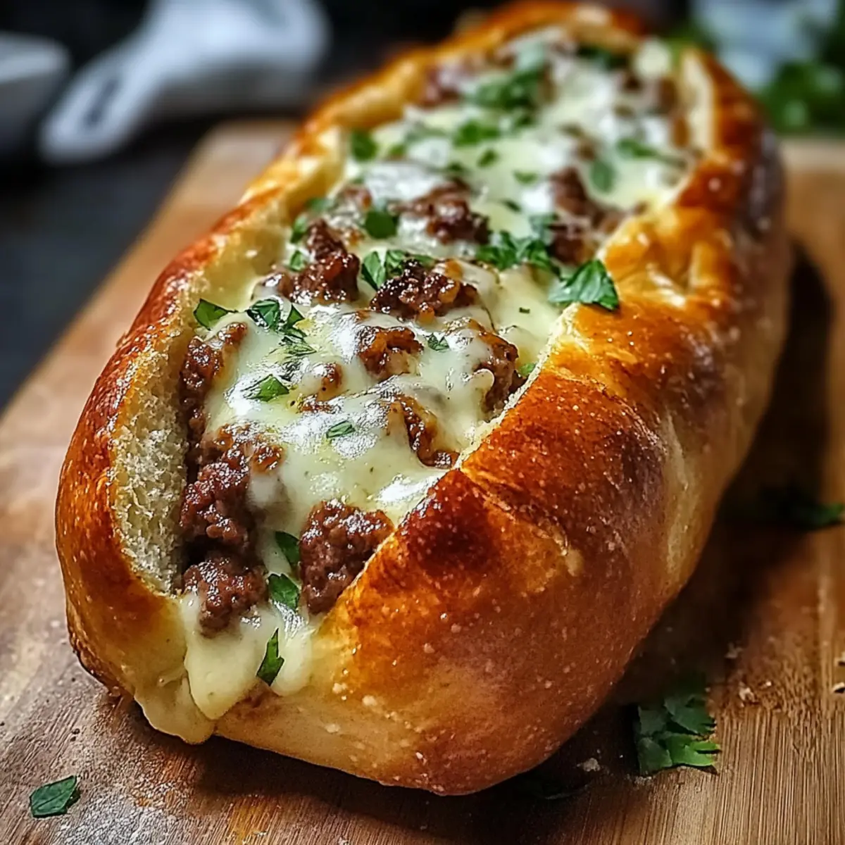 Cheesesteak-Stuffed Garlic Bread Loaf