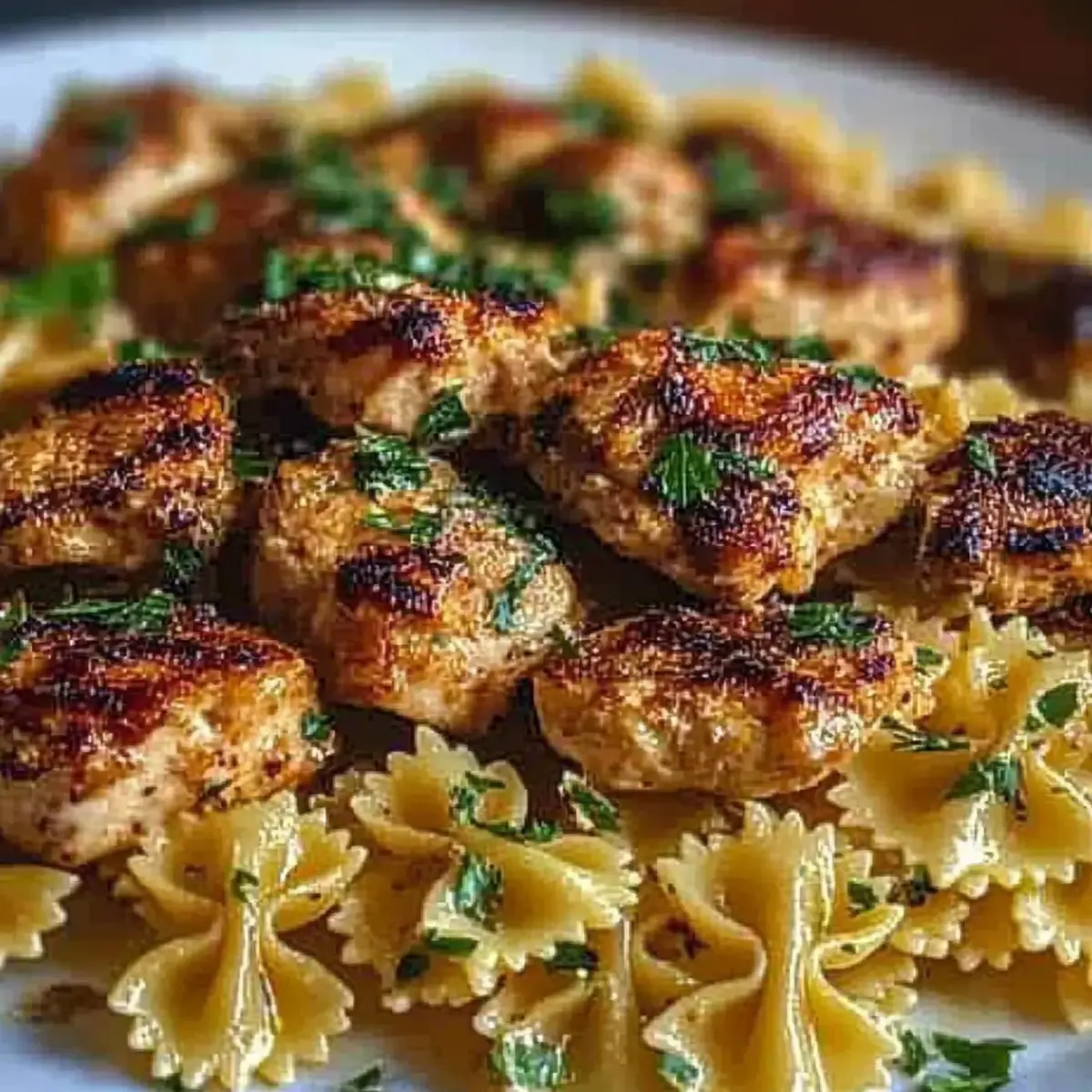 Garlic Butter Chicken with Bowtie Pasta
