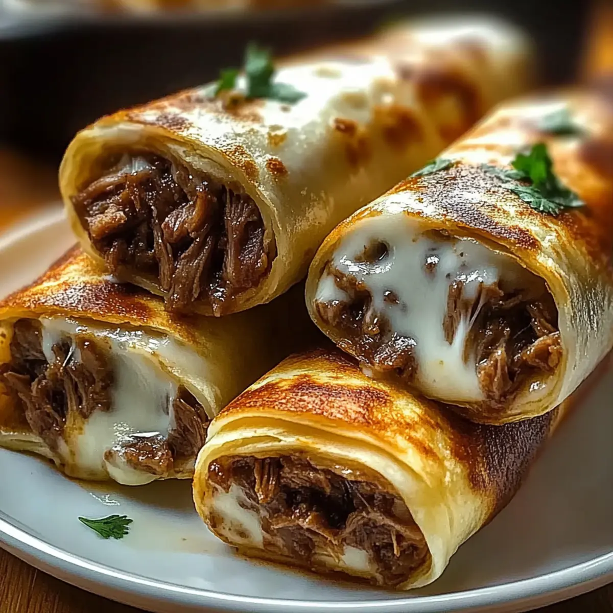Crispy French Dip Tortilla Roll Ups