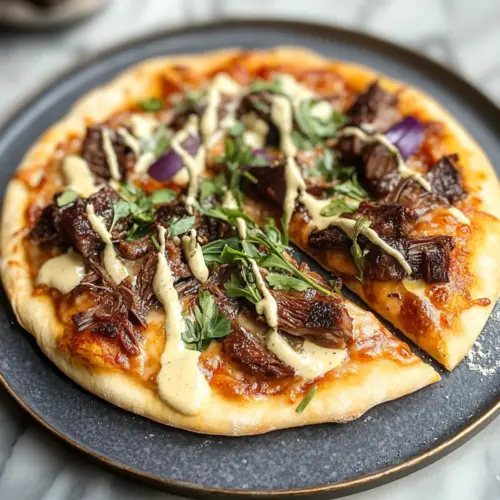 Rib Pizza with Smoked Gouda Cream Sauce