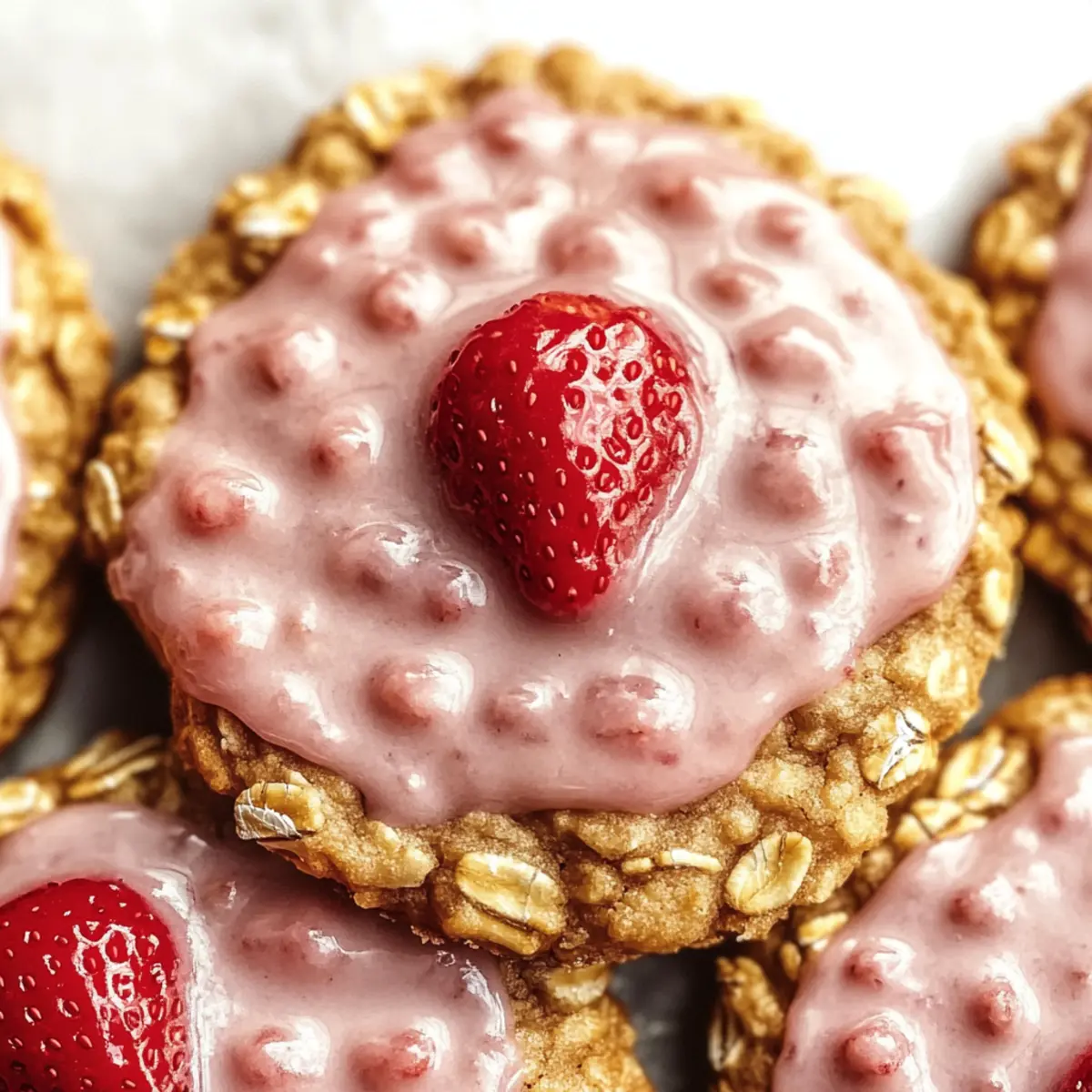 Strawberry Iced Oatmeal Cookies